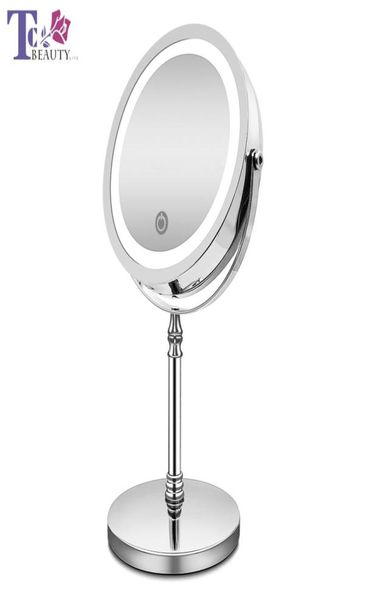 Miroir de maquillage avec lumières 10x grossissement miroir à double face miroir USB Charge tactile Miroirs de bain de baignoire Cadeau de Noël T2001979301
