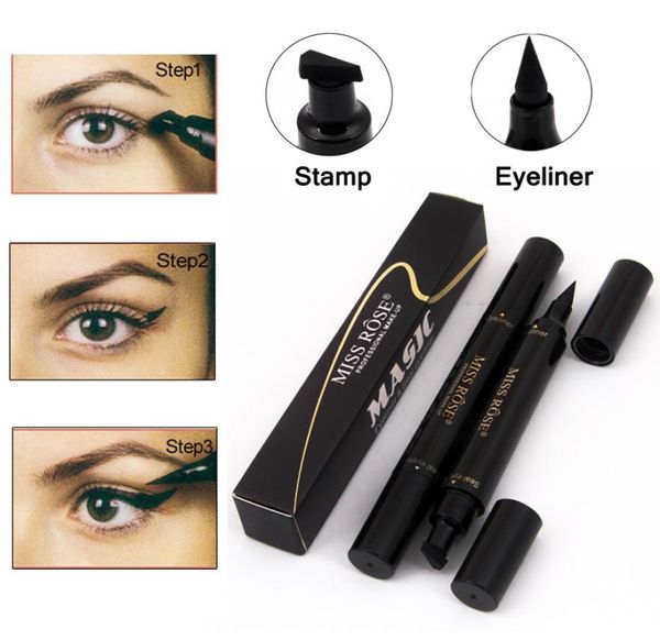 Maquillaje Miss Rose Liquid Liquid Eyeliner Pencil Imploude Liner de ojo negro Color Black Eye Lápiz Estampilla Corética de Korea Regalo para Girl7687548