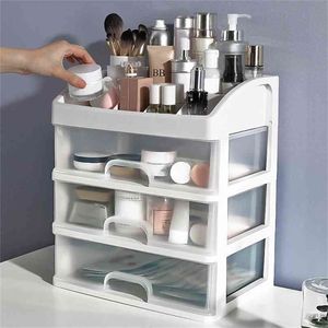 Maquillage Organisateur Tiroir Cosmétiques Boîte De Rangement Bijoux Conteneur Brosse Étui Vernis À Ongles Porte-Outil Transparent 210922