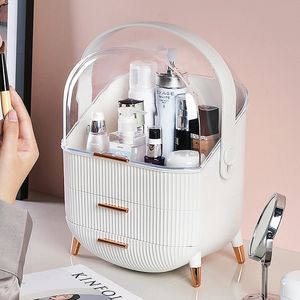 Support organisateur de maquillage grand bureau anti-poussière organiser boîte de rangement cosmétique tiroirs avec couvercle sans poussière Portable étanche 240125