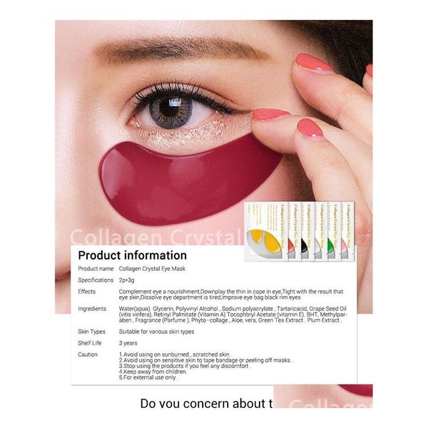 Removedor de maquillaje Drop Lanbena 24K Gold Eye Mask Collagen Eyees Anti Dark Circle Puffiness Bag Hidratante Cuidado de la piel Entrega Salud Be DHSFO