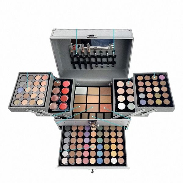 Caja de maquillaje Sombra de ojos Rubor de labios Esmalte de uñas Lápiz de cejas Paleta multifuncional Regalos de cumpleaños de bodas de Navidad Cosmético a4sE #