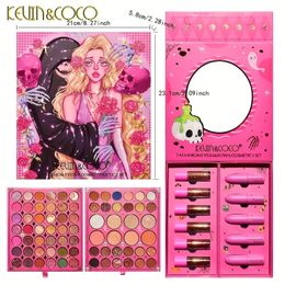 Make -up set voor vrouwen, 74 kleuren oogschaduw +5 lippenstiften +6 lip gloss set doos aardkleur langdurige delicate contourmake -up make -up set, Halloween huilende vrouwen