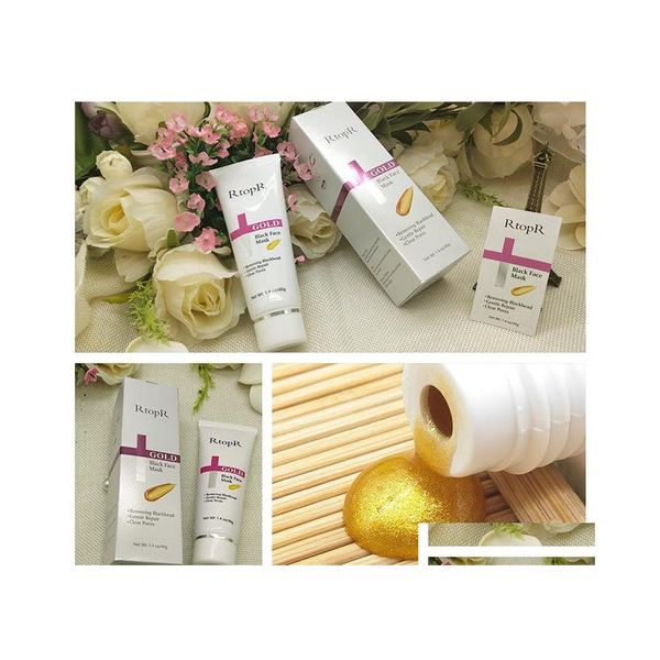 Ensembles de maquillage Drop Rtopr Gold Masque d'élimination des points noirs Traitement de l'acné Peeling des pores du visage Nettoyage du nez Golden Mud Remove Hydrating Deliv Dhfoy