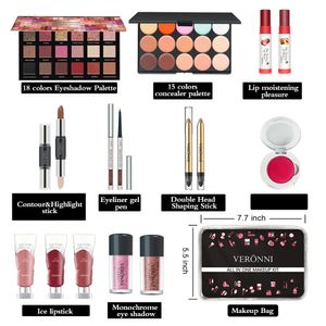 Ensembles de maquillage Boîte-cadeau Boîte à lipstick Correcteur Palette de fard à paupières Pouides Poudre Maquiagem Femme Kit de maquillage cosmétique 240524