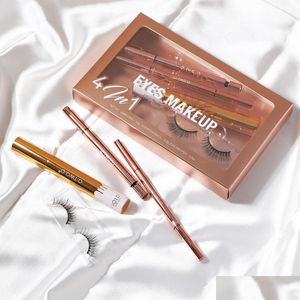 Ensembles de maquillage O.Two.O Ensemble complet pour les yeux 4 en 1 Kit complet Étanche Crayon à sourcils longue durée Eyeliner Mascara Cosmétiques pour femmes Drop Delive Dhj3L