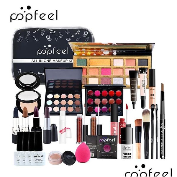 Popfeel Make Up Set Cosmétiques Kiteyeshadow Rouge À Lèvres Sourcils Bb Crème Visage Poudre Correcteur Vernis À Ongles 30 Pcs En 1 Goutte De Dhvx5