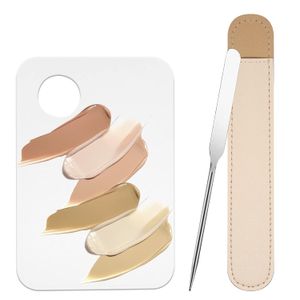 Ensemble de spatule et de palette de maquillage, plateau de palette de mélange de maquillage en acrylique avec outil de grattoir de spatule de fond de teint cosmétique en métal, kit d'applicateurs de beauté professionnels