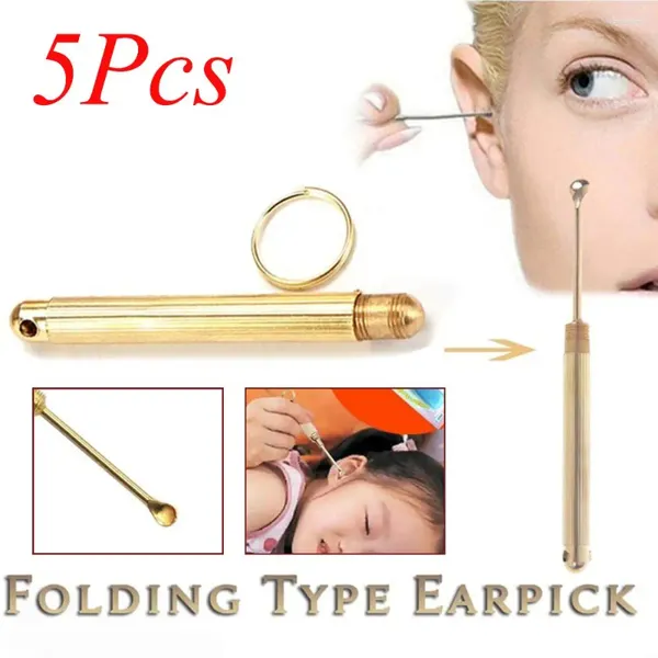 Éponges de maquillage 1 pièce attachée à un porte-clés, outil de nettoyage des oreilles, Type pliant, soins de santé, outils d'élimination de la cire, Curette, cuillère à creuser