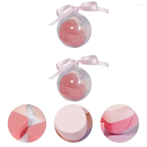 Esponjas de maquillaje 2 Set 4PCS Corazón de soplo de polvo hidrofílico sin látex (rosa beige)