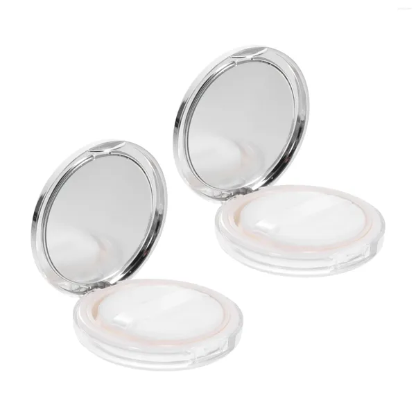 Éponges de maquillage 2 ensembles boîte à poudre fourniture féminine conteneurs en plastique Go matériel d'emballage étui à cosmétiques Abs en vrac bouffée de voyage