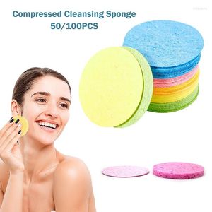 Make -up sponzen 50/100 stcs gecomprimeerde natuurlijke cellulose gezichtsreiniging spons verwijdering katoen gezicht wast borstel huidverzorging gereedschap