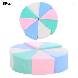 Éponges de maquillage 8 pièces en forme de triangle éponge cosmétique couleur bonbon lavable crème pour le visage bouffée Portable humide sec utiliser beauté outil pour voyage