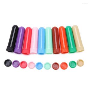 Make -up sponzen applicators katoen essentiële gekleurd plastic blanco nasale inhalers buizen stokken container met winten voor olie neus 6,5 cm x