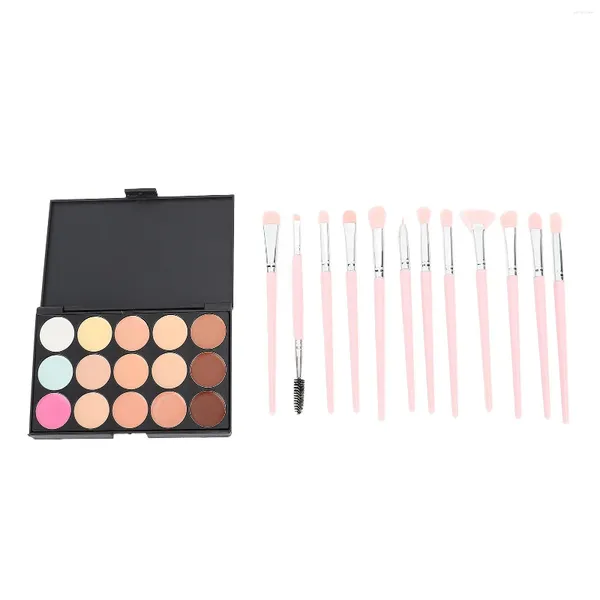 Kit de esponjas de maquillaje, paleta de sombra de ojos profesional, 12 brochas cosméticas, herramienta de lana de fibra Artificial ABS para fiesta de acampada