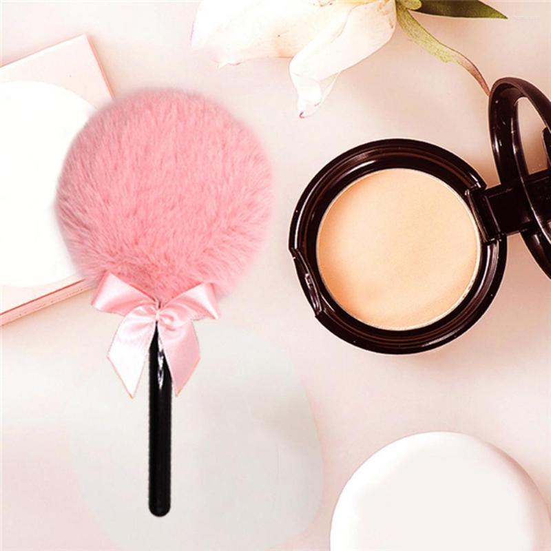 Makeup Sponges Powder Puff With Handle Reusable Long Hair Lollipop Shape Cosmetic Portable Highlighter Daily Use