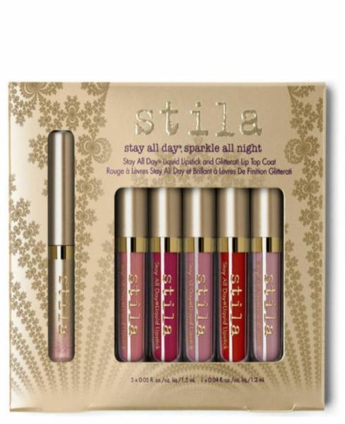 Maquillage Stay All Day Rouge à lèvres liquide et kit de top coat à lèvres Glitterati Collection en 6 nuances Gloss à lèvres mat Ensembles cosmétiques 2551645