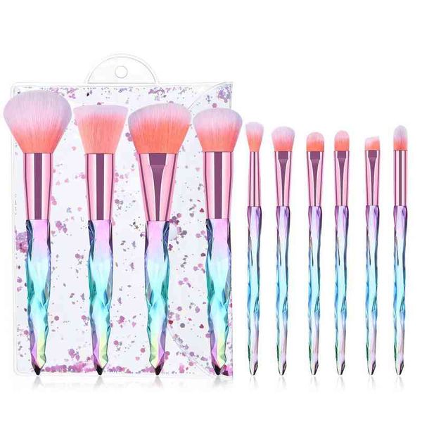 Outils de maquillage 10 pièces ensemble de pinceaux de Style cristal fond de teint en poudre Kit professionnel cosmétique fard à joues avec étui220422