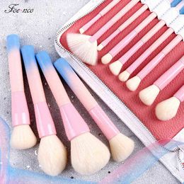 Outils de maquillage 14 pièces/ensemble pinceaux à poignée dégradée, poils synthétiques doux, ensemble de pinceaux électriques pour fond de teint, maquillage du visage, cosmétique 220422