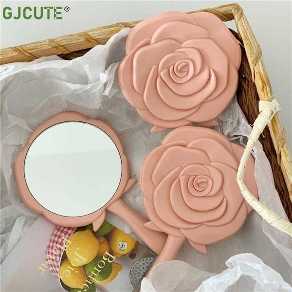 Herramientas de maquillaje 1pc Espejo de vanidad de mano Vintage Rose Espejo de maquillaje Espejo de mano Espejo de bolsillo Maquillaje Vanidad Cosmético Espejo compacto para mujeres J230601