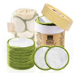 Outils de maquillage Lot de 20 tampons démaquillants réutilisables Tampons ronds en coton de bambou lavables pour tous les types de peau Outils de maquillage Tampon nettoyant 230615