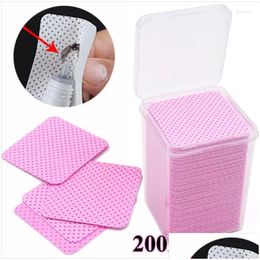 Outils de maquillage 200pcs lingettes papier coton tampons de colle à cils essuyez la bouche de la bouteille pour éviter le colmatage des peluches - nettoyant drop livraison santé ot0g3