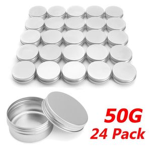 Outils de maquillage 2496pcs 30g 50g 60g Aluminium Round Rechargeable Bouteilles en étain boîtes Silver Cream Pot Pot Vis filet