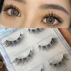 Herramientas de maquillaje 3 pares de pestañas de visón Banda invisible Extensión de pestañas Pestañas postizas naturales Cross Cluster Fairy 3D Faux Big Eye Long Fake Lashes 221231