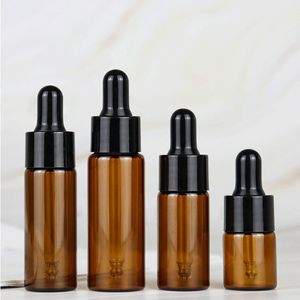 Outils de maquillage 50pcs 5ML 10ML 15ML 20ML Flacon compte-gouttes en verre ambré avec pipette pour parfum cosmétique Huile de massage essentielle Bouteille rechargeable 221205