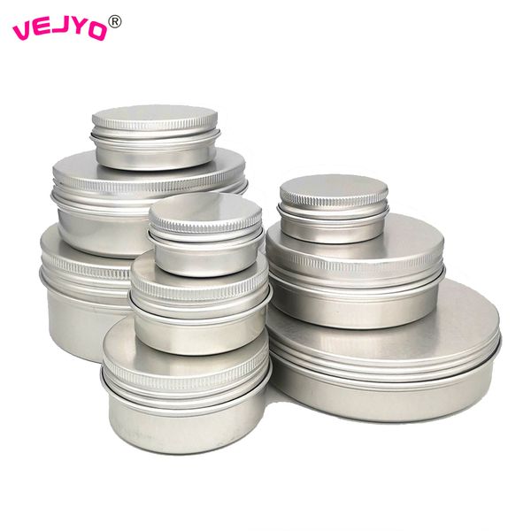 Outils de maquillage 50pcs conteneur de cosmétiques pot de bougie en aluminium vide étain métal argent avec couvercles baume à lèvres pot vis crème boîte 15g 30g 50g 80g 100g 230308