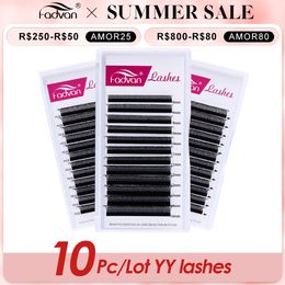 Makeup Tools 510 PCS Fadvan YY Shape Black Wimpers Extensions Two Tip Lashes Premade Fan Lashes Faux Mink YY Lashes 230612