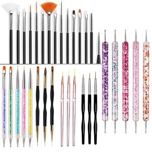 Outils de maquillage 520pcs Nail Art Brush Design Astuce Peinture Dessin Sculpture Dotting Pen FlatFan Liner Acrylique Gel UV Vernis Manucure 231020