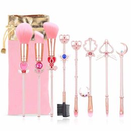 Makeup Tools 8 Stuks Kawaii Borstel Set met Leuke Roze Pouch Cardcaptor Sakura Cosmetische Tool Sets Kits voor Dagelijks gebruik 230612