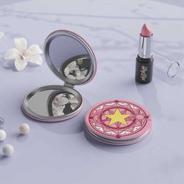 Outils de maquillage Anime Card Captor Sakura Cosplay Miroir de maquillage à main Cadeau Mode Pratique Miroir de cabine Petit miroir rond Accessoires J230601