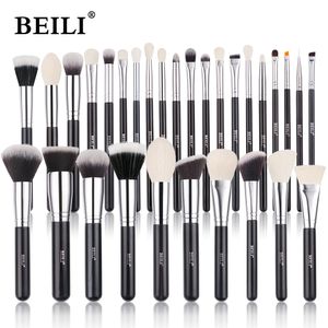 Outils de maquillage BEILI ensemble de pinceaux noirs fond de teint professionnel en poils de chèvre naturel poudre Contour fard à paupières maquillage l230419