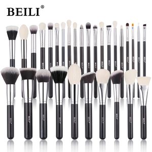 Make -upgereedschap Beili Zwarte borstels Set professionele natuurlijke geit haar foundation poeder contour oogschaduwmake -up 230203