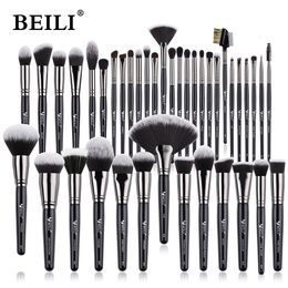 Make-up tools BEILI Luxe zwarte professionele make-up kwastenset Grote poeder make-up kwasten Foundation Natural Blending pinceaux de maquillage 230607