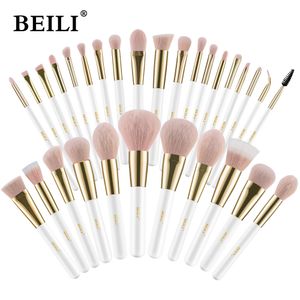 Outils de maquillage BEILI Pearl White Gold Professional Pinceaux de maquillage synthétiques Set Foundation Concealer Sourcils Vegan Make up Brushes 230306