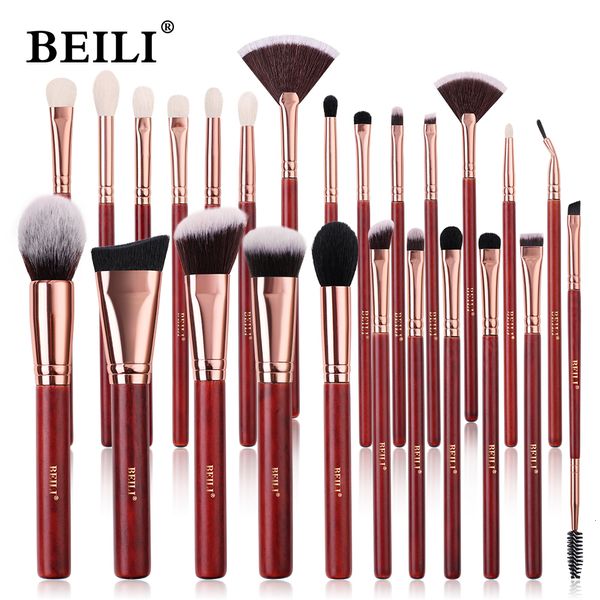 Herramientas de maquillaje BEILI Pinceles de maquillaje facial profesional Sombra de ojos roja Base de rubor Juego de brochas de maquillaje Mezcla de pelo de cabra pedzle do makijazu 230306