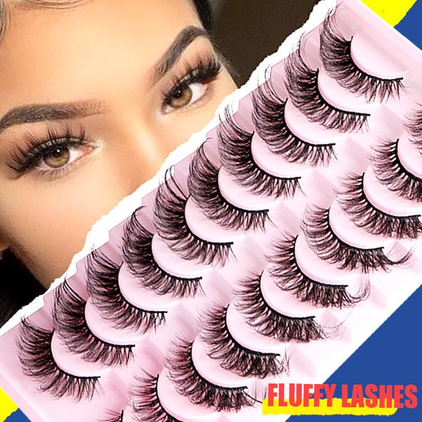 Makeup Tools Cat Eye Lashes 10 Pairs Natuurlijke Pluizige Rommelige Valse Wimpers Dramatische Taps toelopende Foxy Faux Mink Lashes Groothandel Faux Cils Make-up 221231