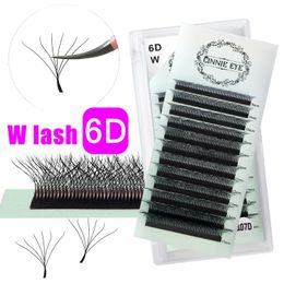 Outils de maquillage Cilios W 6D Extensions de cils 5D Easy Fanning False Lash Faux Mink Ready Made Fans Doll YY Cluster Bundles 230614