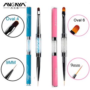 Outils de maquillage Double tête Nail Art Brosse UV Gel Brosses Cristal Poignée Liner Pour Ongles Ovale 79mm Dessin Peinture Stylo Manucure 231020