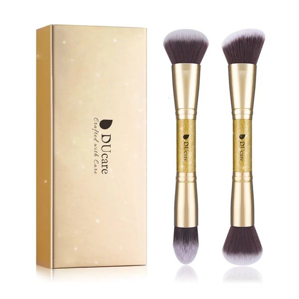 Herramientas de maquillaje DUcare 2 uds cepillos Duo End Face Brush para base en polvo tampón y contorno sombra de ojos cosmético sintético 231023