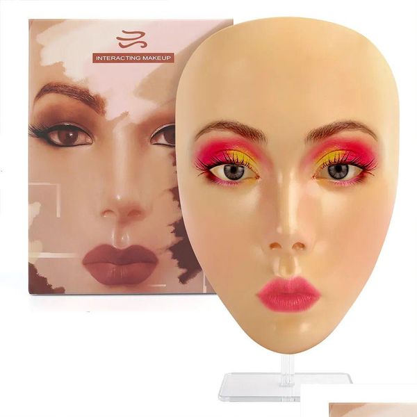 Herramientas de maquillaje Cara Reutilizable Práctica Máscara Tablero Almohadilla para los ojos Sile Bionic Skin Practicando Maniquí para principiantes Belleza Tatuaje Herramienta Drop Deli Dham3