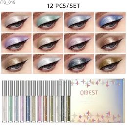 Outils de maquillage Glitter Shimmer Eyeshadow Pen Set 12 couleurs Cosmétique Shadow Crayon Eyeliner Séchage rapide Liquide Fard à paupières Stick Yeux Maquillage