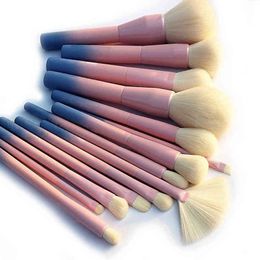 Herramientas de maquillaje Gradient Color Pro 14pcs Brushes Set Cosmetic Powder Foundation Eyeshadow Eyeliner Kits Make Up Tool220422