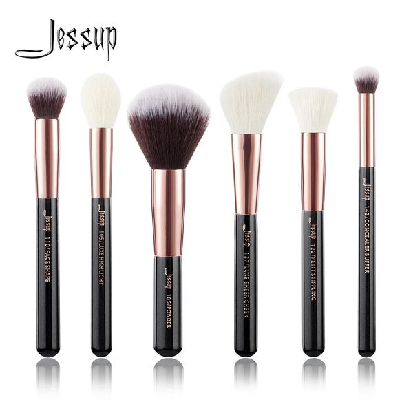 Outils de maquillage Jessup Brushes 6 pièces pinceau de maquillage pour visage poudre naturelle-synthétique surligneur Contour Blush correcteur perle noir MakeupBrush 231020