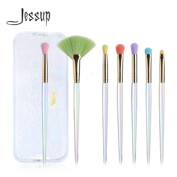 Herramientas de maquillaje Jessup Brushes Set 7PCS Sombra de ojos Corrector Mezcla Contorno Cepillo de ojos Cabello sintético con bolsa de cosméticos 230823