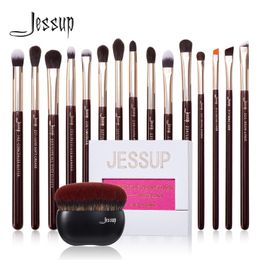 Make -upgereedschap Jessup Oogborstels Set 15pcs Make -up borstel Natuurlijke synthetische oogschaduwborstel Borstel Eyeliner Blending wenkbrauw Concealer T284 230308