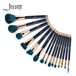 Outils de maquillage Jessup fond de teint pinceaux de maquillage ensemble 15 pièces bleu foncé/violet poudre fard à paupières Eyeliner Contour brosse 230306